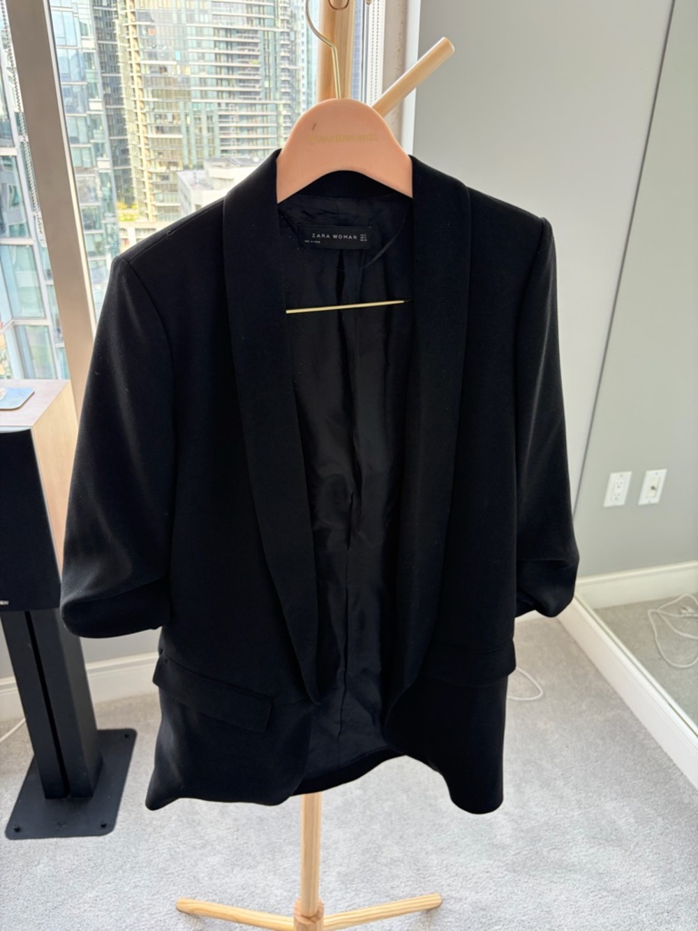 Zara Black Blazer Jacket with rolled up sleeves great condition